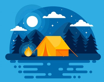 Camping  - Cricut file for stickers, T-shirts and much more. 1 design. digital files only (SVG, PNG, JPG)