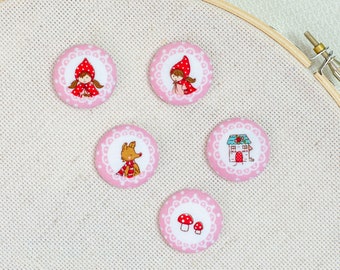 Magnetic Needle Minder - Fabric Needle Keeper - Pin Holder - Embroidery - Cross Stitch - Quilting - Sewing - Little Red Riding Hood