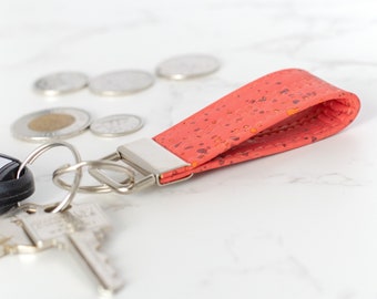 Cork Key Fob - Colourful Keychain - Small Keyring - Ecofriendly Gift - Key Holder - Stocking Stuffer - Party Favour