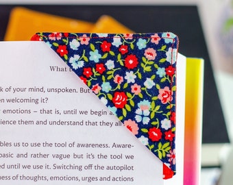 Fabric Bookmark - Corner Page Marker - Washable Floral Bookmark - Gift for Book Lover - Reading Gift