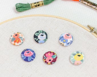 Floral Needle Minder - Fabric Needle Keeper - Magnetic Pin Holder - Embroidery - Cross Stitch - Quilting - Sewing - Rifle Paper Co