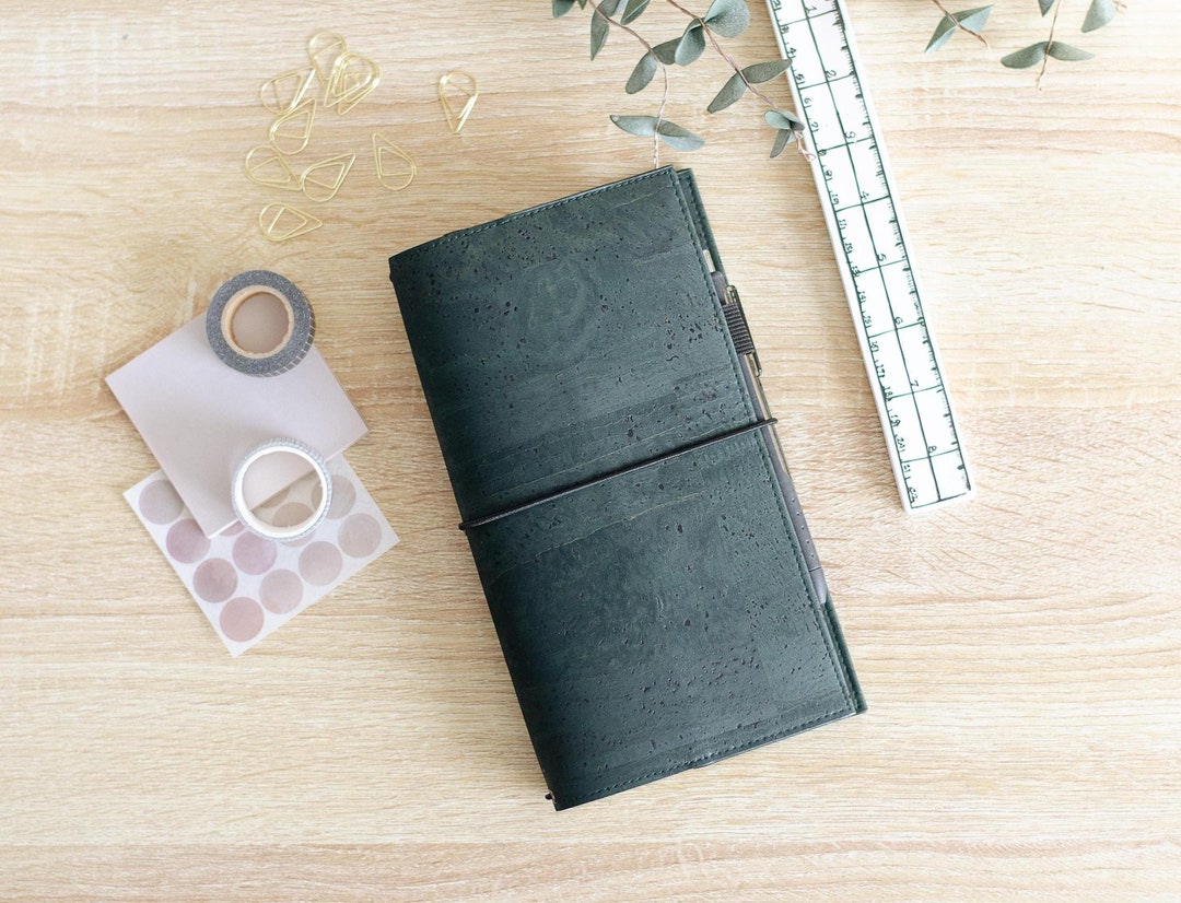 Forest Green Vegan Cork Leather Journal Cover – Hobonichi Weeks ...