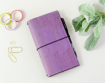 Funda para cuaderno de viaje morado - Funda de cuero vegano - Estuche minimalista TN - Funda Hobonichi