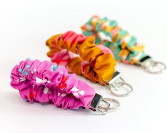 Ruffled Wristlet Key Chain - Scrunchie Key Fob - Cute Wrist Strap for Keys - Handsfree Key Ring - Fabric Lanyard for Wrists - Washable