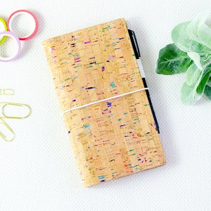 Rainbow Traveler's Notebook Cover - Cork TN Journal Sleeve - Minimalist TN Case - Hobonichi Techo Cover - A5 - B6 - Weeks