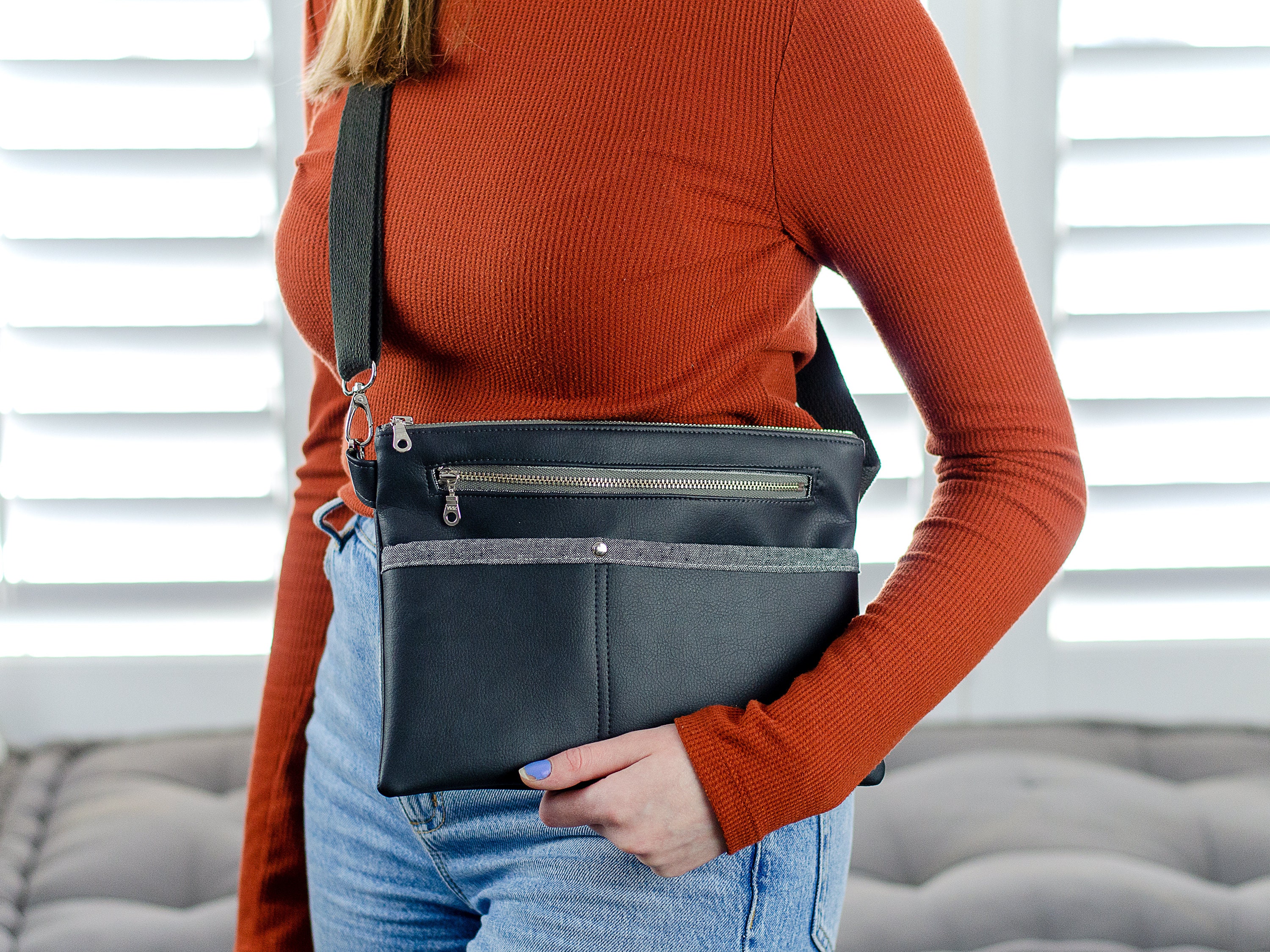 Faux Leather Waist Pack Black Fanny Pack Hip Bag for Women Etsy