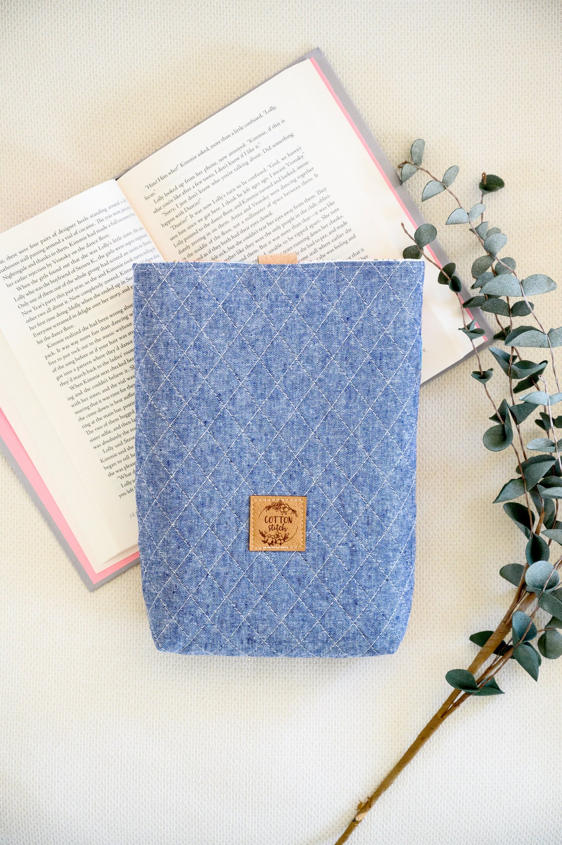 Protective Book Cover Quilted Book Sleeve Padded Storage Etsy