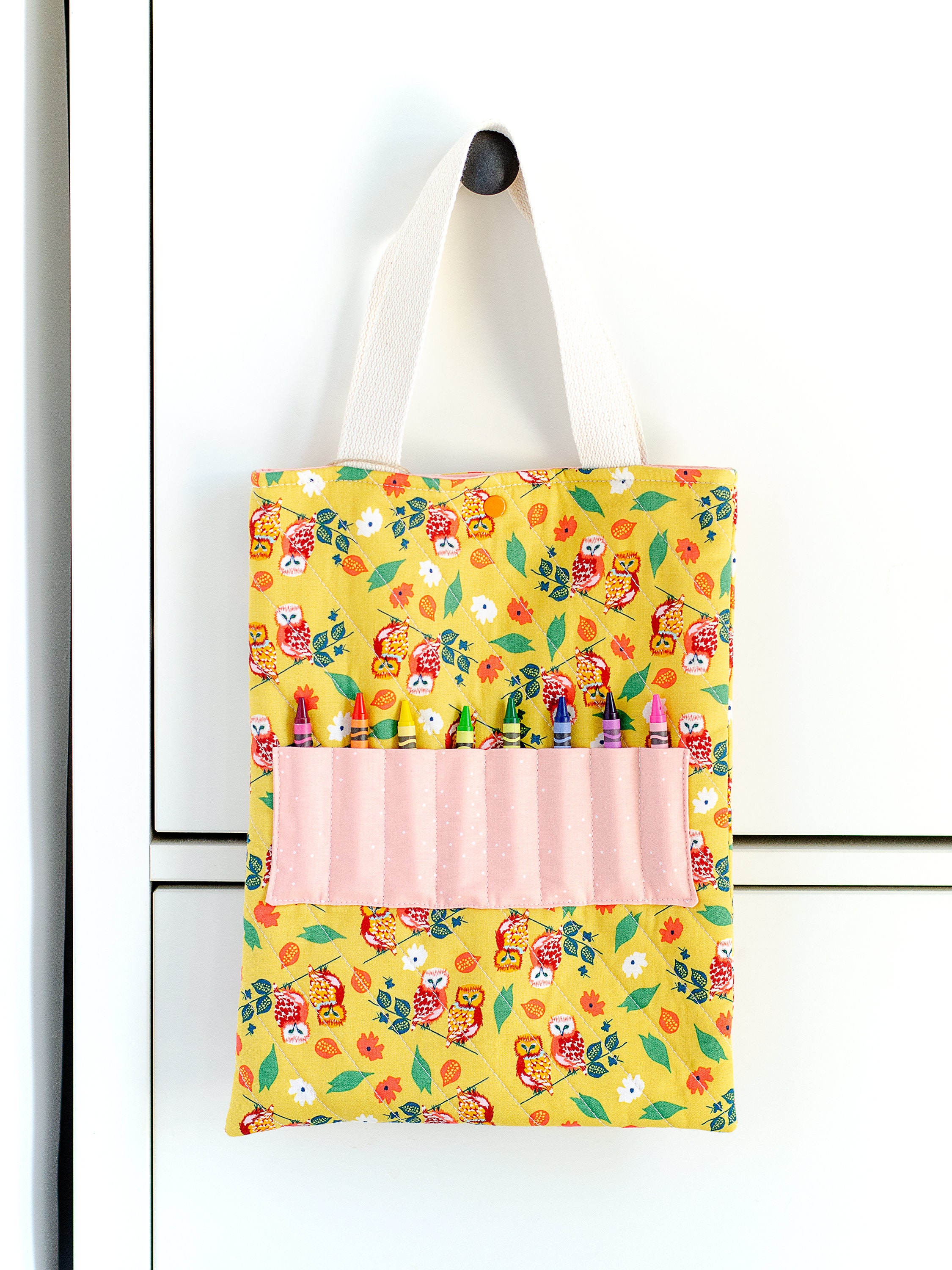 Download Quilted Book Bag For Child Owls Crayon Tote For Kids Etsy