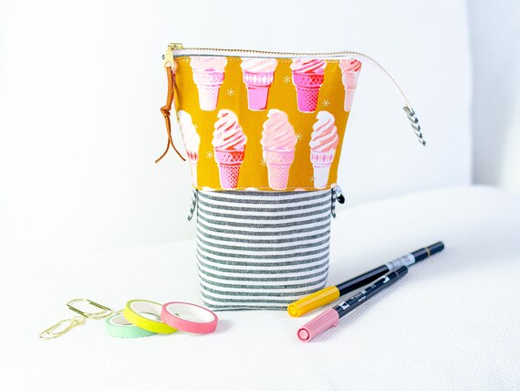 Standing Pen Pouch Convertible Zipper Pouch Tall Pencil 