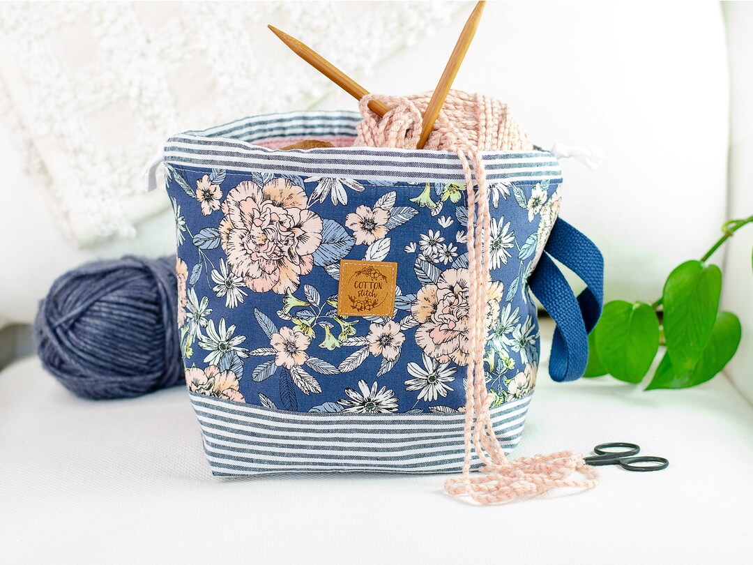 Knitting Project Bag Floral Fabric Yarn Bowl Knitting Gift Etsy Canada