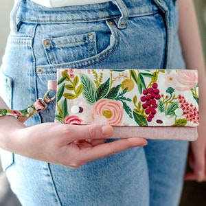 Floral Wristlet - Small Clutch Wallet - Rifle Paper Co - Cell Phone Purse -  Gift for Her