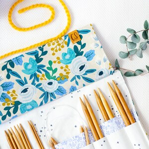 Floral DPN Storage Case Knitting Needle Roll Up Pouch Crochet Hook Storage Bag Double Pointed Needle Cozy image 3