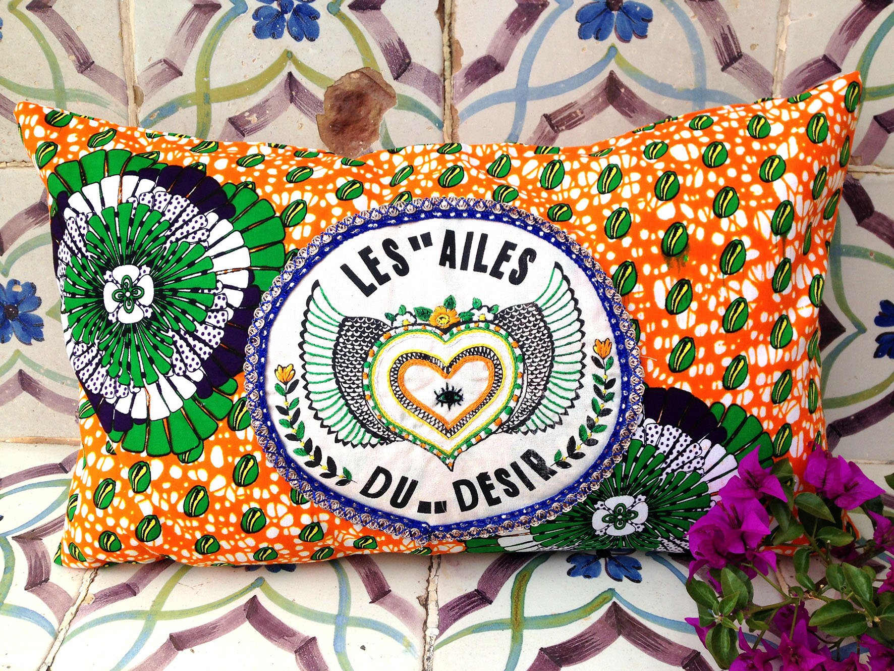 Coussin Brodé Les Ailes Du Désir