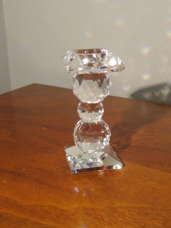 1970's Swarovski crystal candle holder / Vintage Etsy