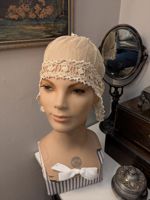 Edwardian Ladies boudoir crocheted cap