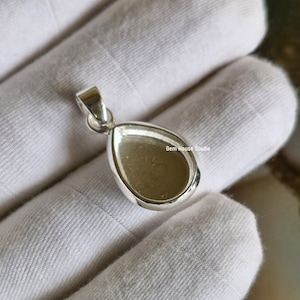 925 Sterling Silver Pear Blank Thick Bezel Setted cup Pendant setting, Good for Resin & Ashes Work, Breastmilk/Keepsake DIY Jewelry Crafts