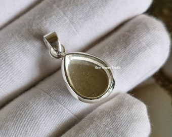 925 Sterling Silver Pear Blank Thick Bezel Setted cup Pendant setting, Good for Resin & Ashes Work, Breastmilk/Keepsake DIY Jewelry Crafts