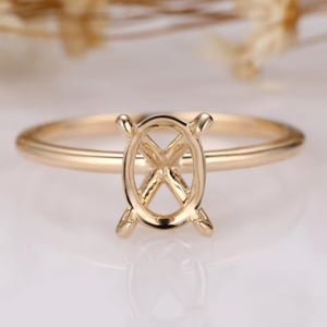 14k Gold 8x6mm Oval Engagement Ring Setting: DIY Resin/Keepsake