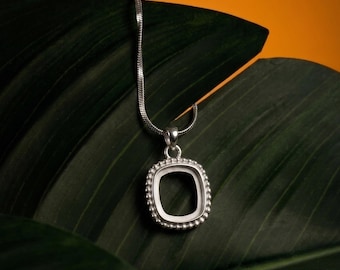 Sterling Silver Cushion Bezel Pendant Setting for Resin, Ashes, Keepsake Jewelry DIY