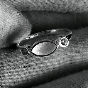 925 Sterling Solid Silver Marquise 8x4mm Blank Bezel with CZ Setted Ring, Good for Resin & Ashes Work,Breastmilk DIY Craft, Keepsake Jewelry