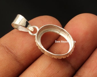 925 Sterling Silver Oval Blank Bezel Solitaire Pendant, Good for Resin & Ashes Work, Breastmilk/Keepsake DIY, Prefect Anniversary Gift