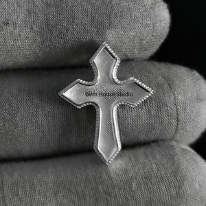 Sterling Silver Cross Pendant: 25x20mm DIY Resin Bezel, Keepsake Jewelry