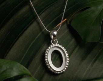 Oval Bezel Pendant Setting 925 Sterling Silver Hollow Blank Pendant for Resin Keepsake Jewelry Breastmilk Ashes, Memorial or DIY Mom Gift