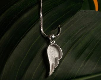 9x21mm Angel Wing Blank Bezel Setting Pendant in Genuine 925 Sterling Silver, Bird Wing Charm  Pendant, Good for Resin & Ashes Work,Keepsake