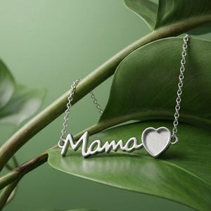 925 Sterling Silver mama with Heart 10mm Blank Bezel Chain Bracelet Settings with Lobster Clasp Good for Resin & Ashes Keepsake/Breastmilk