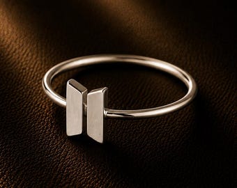 BTS Logo Ring, Kpop Fan Ring, BTS Army Jewelry, Korean Music Gift, Minimalist Silver Ring, BTS Inspired Ring, Gift for Army