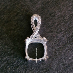 Cushion CZ Sterling Silver Bezel Pendant: Resin, Ashes, Breastmilk DIY