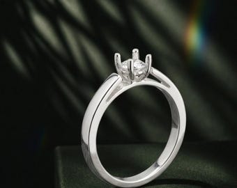 5mm Round Cut Solitaire Engagement Ring, Minimalist Silver Ring, Classic Prong Set Ring, Dainty Promise Ring, Bridal Jewelry Gift for Her