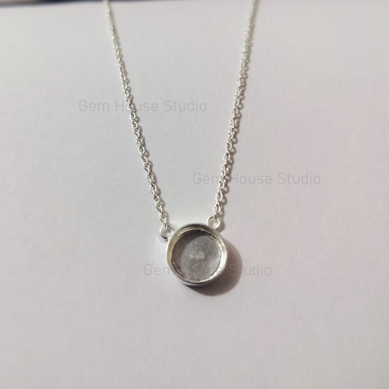 10mmラウンドブランクベゼルケーブルチェーンネックレス、ロブスター