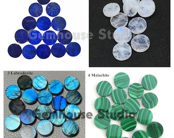 Pièce plate ronde Lapis Lazulli pierres précieuses en vrac pierres semi-précieuses pour bijoux assortis ensemble de 2 pièces