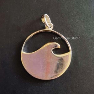 925 Sterling Solid Silver Ocean Wave Blank Bezel Round Pendant, Good for Resin & Ashes Work, Keepsake/Breastmilk DIY, Memorial Jewelry Craft image 3