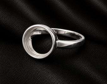 Minimalist Round Solitaire Ring Setting, 925 Sterling Silver Empty Ring Mount, DIY Engagement Ring Semi Mount, Delicate Split Shank Ring