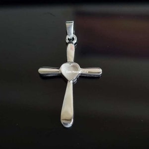 Sterling Silver Heart Cross Blank Pendant: DIY Resin & Keepsake Jewelry