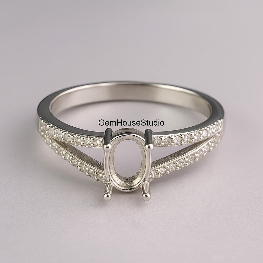 925スターリングシルバー8 x 6 mmブランクオーバルベゼルプロング