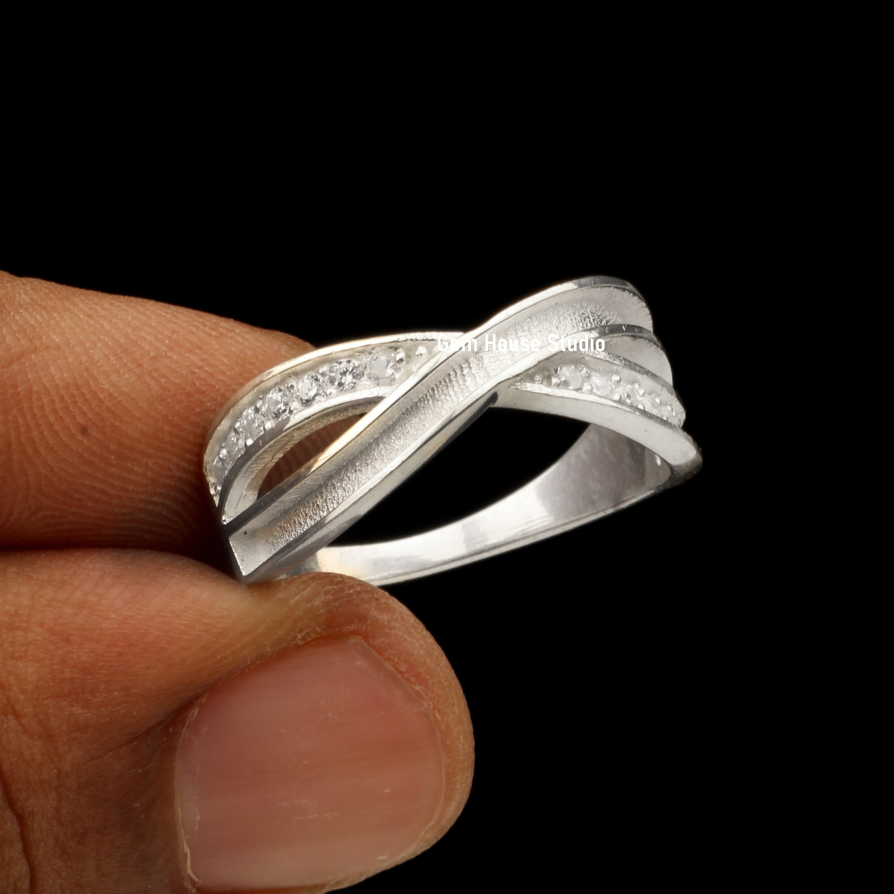 【SCENERITY】Infinity silver ring 925 Sterling Silver Infinity Star Cz Band Ring Rhodium