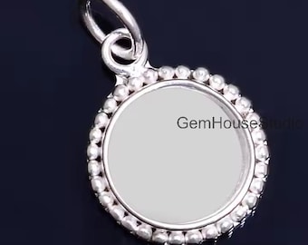 925 Sterling Silver Round Shape Blank Bezel Pendant Setting, Handmade Round Pendant Cup, Good for Resin Ashes Work, Breastmilk/Keepsake DIY
