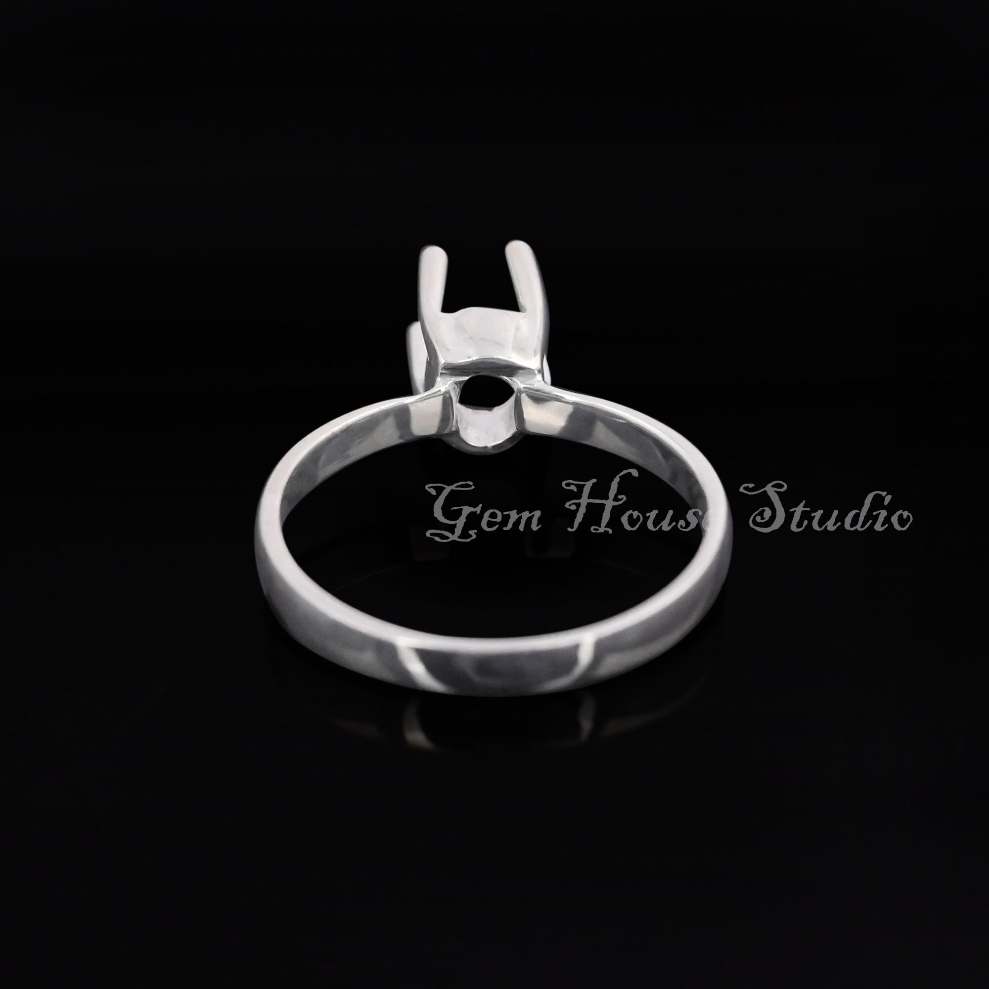 Oval 4x6mm to 16x20mm Prong Cup Ring Setting, 925 Sterling Solid