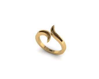 Gold Plated Brass Open Ring, Textured Gold Statement Ring, Minimalist Adjustable Style Ring, Modern Fashion Jewelry Gift for Women