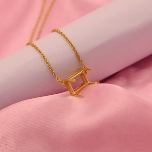 Solid 925 Sterling Silver Rectangle Blank Bezel Pendant with Pre Notch For Gemstone Setting Emerald cut stone Semi Mount with chain Included