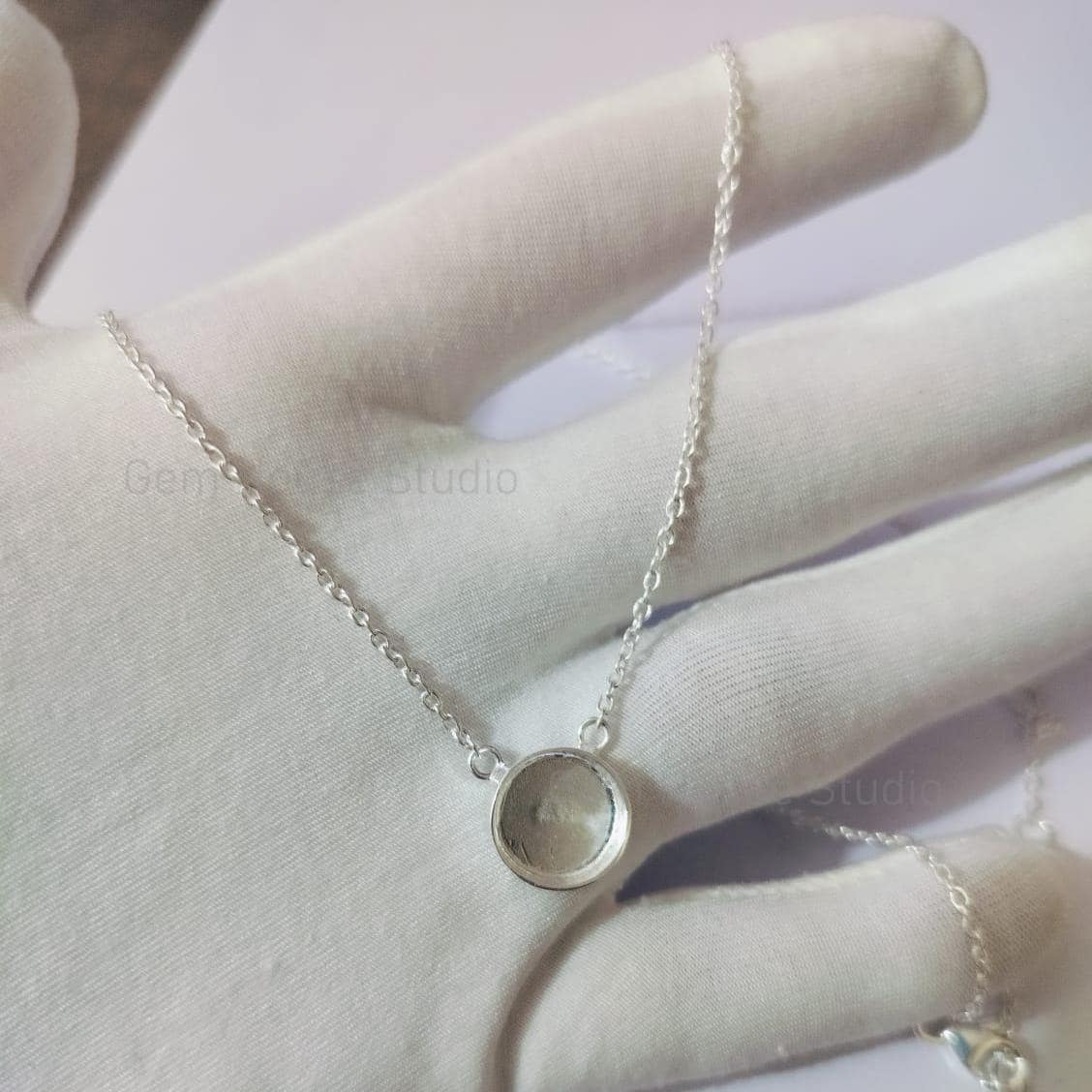 10mmラウンドブランクベゼルケーブルチェーンネックレス、ロブスター