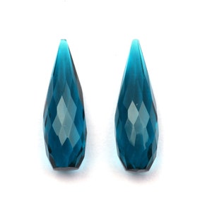 London Blue Topaz Quartz Drop Earrings: Faceted Teardrop Gemstone Pair