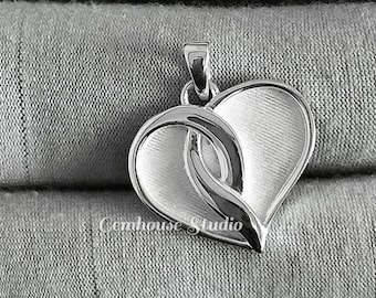 925 Sterling Silver, Joint Heart Shape Blank Bezel Pendant Setting, Good for Pour Crushed Opal, Resin & Ashes Work, Keepsake/Breastmilk DIY