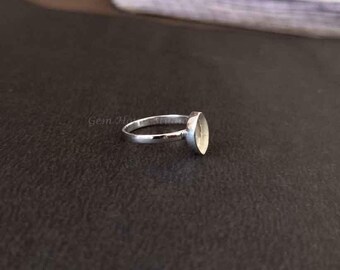 Bague Vierge Argent Sterling 925 – Lunette Ovale Fendue – Fait Main Pour Sertir Des Pierres