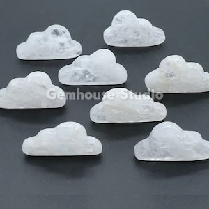 Natural White Quartz Cloud Shape Gemstone Beads , Blue Flashy , Smooth Cloud Shape Gemstone , Hand Carved Gemstone pack of 2 pcs