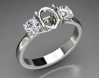 Solid 925 sterling silver 9x7mm Blank Oval Pre Notched Prong setting ring for Gemstone Setting Semi Mount Ring No Gemstone Ring