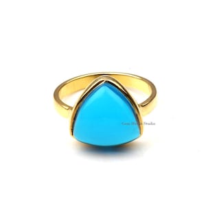 Trillion Turquoise Ring: 18k Gold Plated 925 Sterling Silver